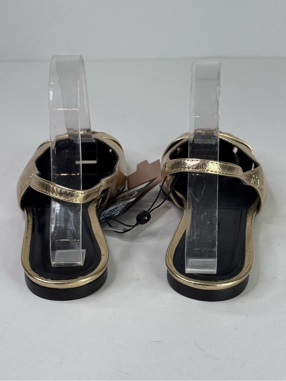 Massimo Dutti Metallic Gold Slingback Square-Toe Mules - Picture 3 of 8